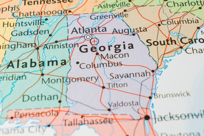 state of Georgia on the map of the US