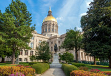 Kemp highlights priorities in State of the State address Black women politicians: Georgia state Capitol with a gold dome and surrounded by green trees
