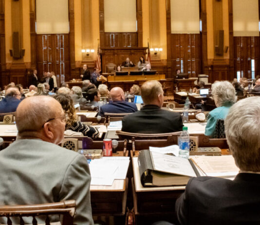 Lawmakers: Major legislation passed both chambers on Day 39, next-to-last day of the session Lawmakers sit in the House chamber at the Georgia state Capitol on March 15, 2022. (Sarah Swetlik/Fresh Take Georgia)