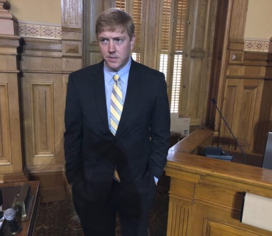 Georgia senators seek to base health payments on outcomes Georgia Senate Appropriations Committee Chairman Blake Tillery talks to the media on June 17, 2020, at the Georgia Capitol in Atlanta. Tillery’s committee on Wednesday, March 23, 2021 approved a proposed $53 billion state budget for the year beginning July 1, 2022. (Jeff Amy/AP Photo)