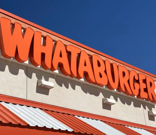 Whataburger opens first metro Atlanta restaurant in Kennesaw A big red and orange sign atop of building with blue sky
