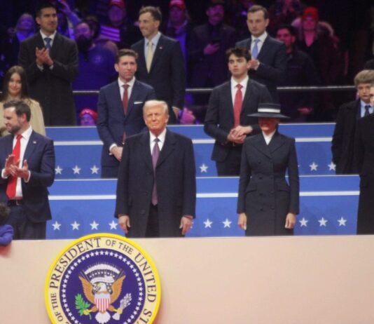 60th Inaugural Parade draws supporters from all around the country President Donald Trump stands and watches Inaugural Parade with first lady (left) and Vice President JD Vance (right). (Zaire Breedlove/Fresh Take Georgia)