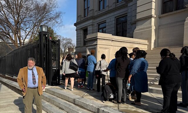 Meet Phil Lunney volunteer greeter at the Gold Dome Volunteer Phil Lunney greets visitors at the Georgia State Capitol on Thursday, Feb. 6, 2024 (Josh Azriel/Fresh Take Georgia).