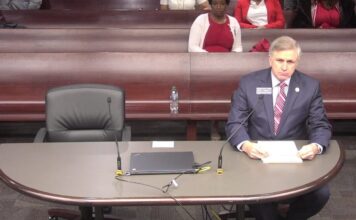 Georgia Higher Education Senate Committee votes to eliminate DEI GA Senator Marty Harbin, R-Tyron, presents Senate Bill 120 to the Senate Higher Education Committee (Courtesy of Georgia General Assembly).