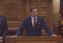 Georgia Congressman Rich McCormick speaks to Georgia Senate U.S. Rep. Rich McCormick (R) speaking to the Georgia Senate on Tuesday March 19. (