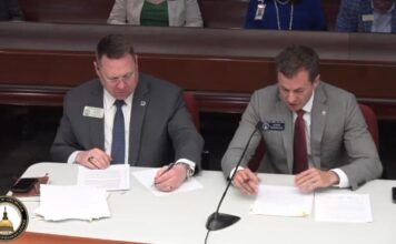 GA House voted to restrict trans student athletes from competing Sen. Greg Dolezol and Rep. Josh Bonner present SB 1 to the House Education Committee (Courtesy of the Georgia General Assembly).