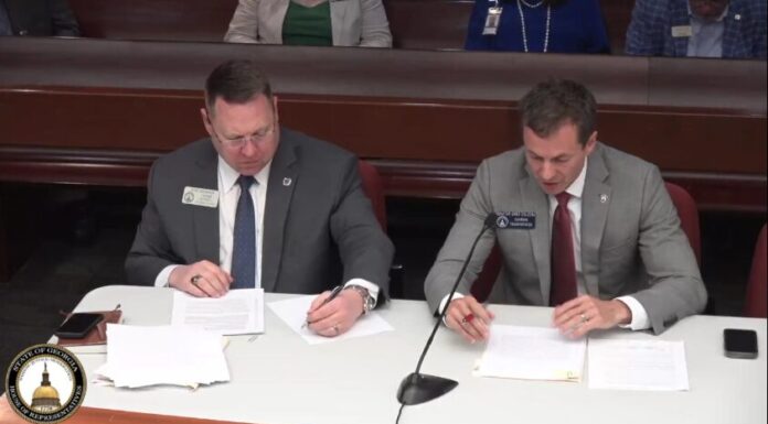GA House voted to restrict trans student athletes from competing Sen. Greg Dolezol and Rep. Josh Bonner present SB 1 to the House Education Committee (Courtesy of the Georgia General Assembly).
