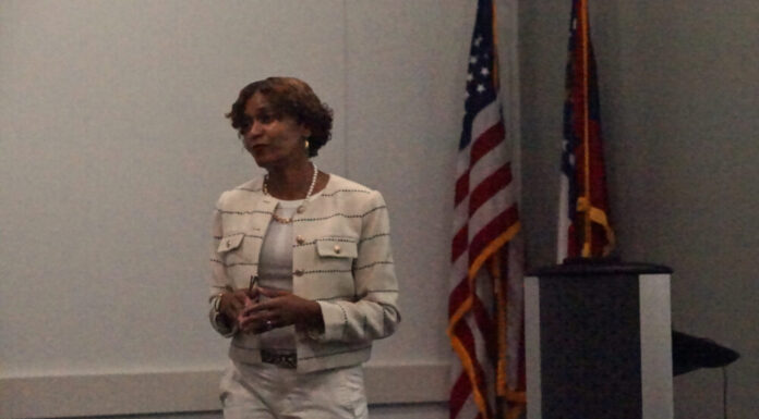 Cobb County Solicitor General hosts a town hall meeting Cobb County solicitor general Makia Metzger speaks to constituents on Saturday, June 28 at Switzer Library in Marietta, Georgia. (Juliane Balog/Fresh Take Georgia)